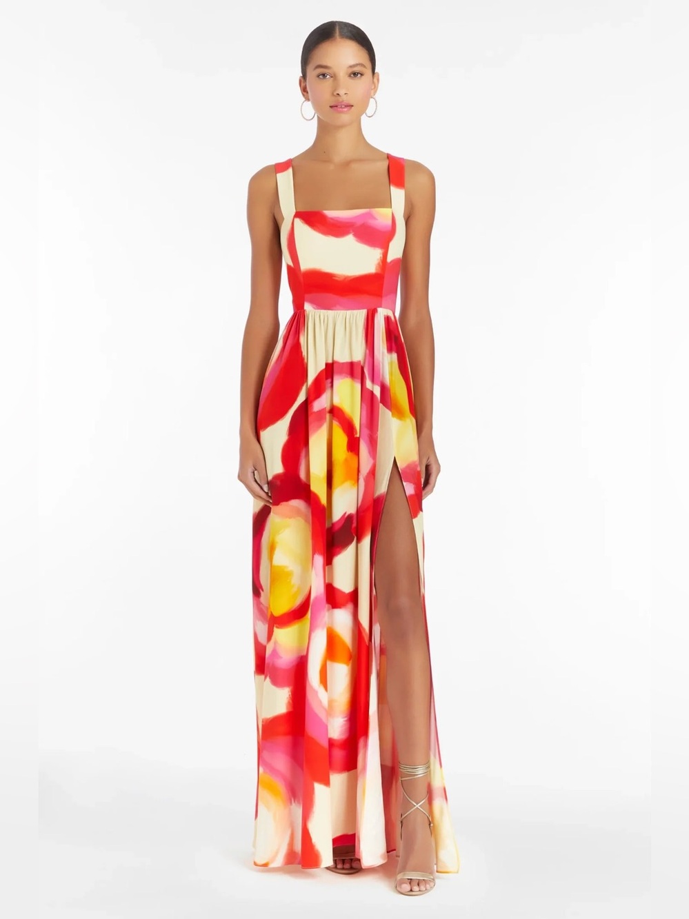 Amanda Uprichard Florence Maxi Dress Tie Dye Pink‎ Red Medium Sundress